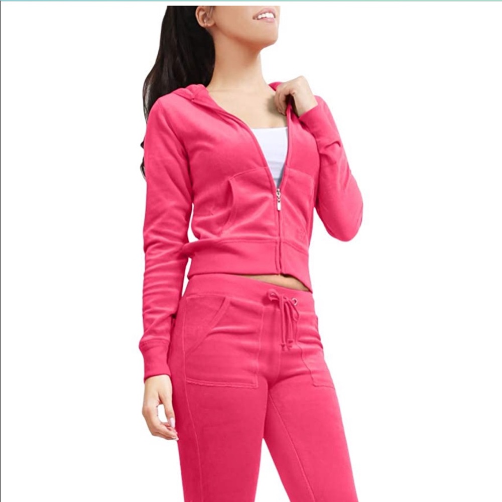 Hot pink velvet tracksuit jacket medium
